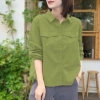 Áo sơ mi nữ tay dài Hàn Quốc vải thô cotton cao cấp mềm mịn mát K2.205 giá ưu đãi 159k 9