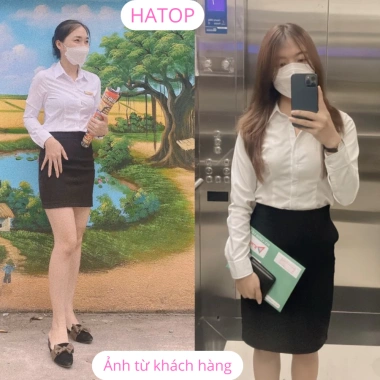 Áo sơ mi nữ tay dài HATOP cao cấp vải lụa cotton trắng, form đẹp Giá 160.000 VND