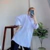 Áo sơ mi nữ tay dài học sinh form rộng basic trắng cổ V bẻ trụ cotton lanh không túi 82.999₫ 5