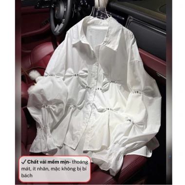 Áo sơ mi nữ tay dài nhún eo form rộng vải cotton set áo đi chơi HCOM27.011 229k 6 Áo sơ mi nữ tay dài nhún eo form rộng vải cotton set áo đi chơi HCOM27.011 229k 6