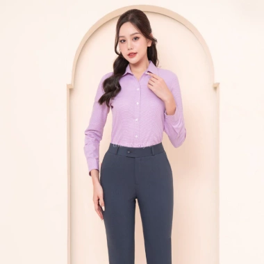 Áo sơ mi nữ tay dài Thái Hòa ASW101-R05 – Cotton kẻ nhuyễn cao cấp, đa màu, giá 250.750₫ 4