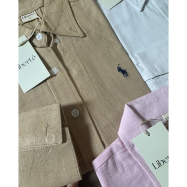 Áo sơ mi nữ tay dài thêu logo ngựa linen cao cấp, trẻ trung năng động - 335k 4