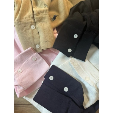 Áo sơ mi nữ tay dài thêu logo ngựa linen cao cấp, trẻ trung năng động - 335k 6