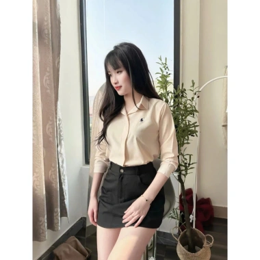 Áo sơ mi nữ tay dài thêu ngựa, giấu cúc, nhiều màu, phong cách Hàn Quốc - Mã A22