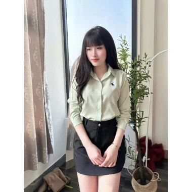 Áo sơ mi nữ tay dài thêu ngựa, giấu cúc, nhiều màu, phong cách Hàn Quốc - Mã A22