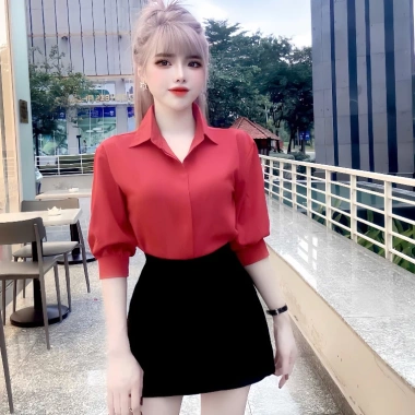 Áo sơ mi nữ tay lỡ nẹp đôi giấu nút - Thiết kế thanh lịch, giảm giá 22% chỉ 159.000₫ 4