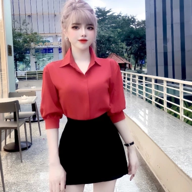 Áo sơ mi nữ tay lỡ nẹp đôi giấu nút - Thiết kế thanh lịch, giảm giá 22% chỉ 159.000₫ 8