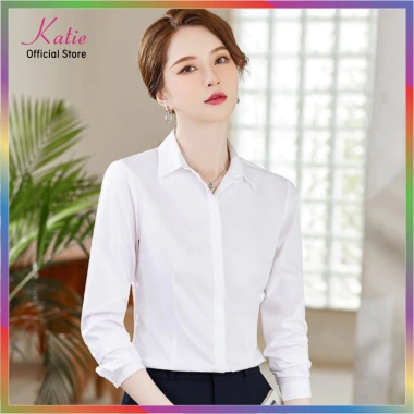 Áo Sơ Mi Nữ Tay Ngắn KATIE Cotton Thoáng Mát, Chiết Eo Ôm Dáng - Giá 194.900đ