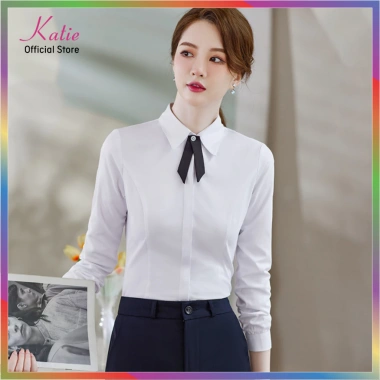 Áo Sơ Mi Nữ Tay Ngắn KATIE Cotton Thoáng Mát, Chiết Eo Ôm Dáng - Giá 194.900đ