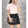 Áo sơ mi nữ tay ngắn xanh nhạt - Dáng suông công sở, chất vải, giảm còn 99.200₫ 5