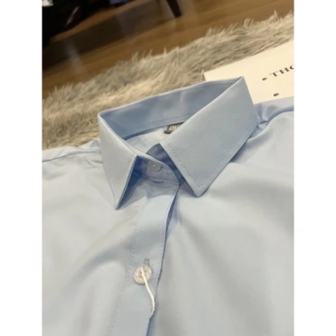 Áo sơ mi nữ tay ngắn xanh nhạt - Dáng suông công sở, chất vải, giảm còn 99.200₫ 6