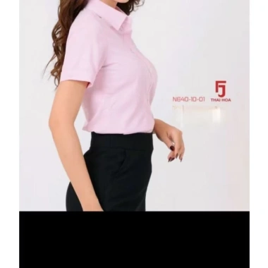 Áo sơ mi nữ Thái Hòa 3 màu xanh hồng tím - Mã 640, giảm giá 235k, sọc thẳng 5