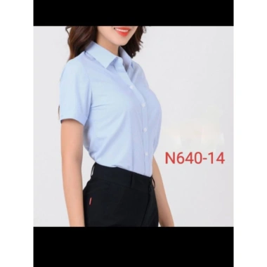 Áo sơ mi nữ Thái Hòa 3 màu xanh hồng tím - Mã 640, giảm giá 235k, sọc thẳng 6