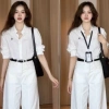 Áo sơ mi nữ thêu ngựa basic chất lụa Hàn chống nhăn dày mịn mát – đi làm, đi chơi, đi học – 158.000đ 2