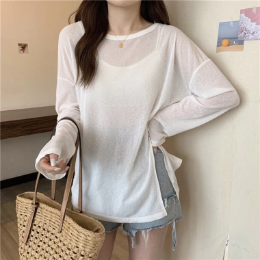 Áo sơ mi nữ thu đông 2.025 màu xanh klein tay dài, chống nắng, giá 223.318₫ 6