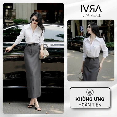 Áo sơ mi nữ trắng công sở cao cấp, phối chân váy dài form chuẩn, phong cách Hàn Quốc, giá ưu đãi 275k A2.517