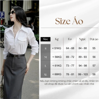Áo sơ mi nữ trắng công sở cao cấp, phối chân váy dài form chuẩn, phong cách Hàn Quốc, giá ưu đãi 275k A2.517