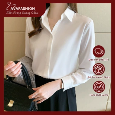 Áo sơ mi nữ trắng công sở SM77 cao cấp Quảng Châu - Thanh lịch, giá chỉ 185k