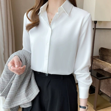Áo sơ mi nữ trắng công sở SM77 cao cấp Quảng Châu - Thanh lịch, giá chỉ 185k