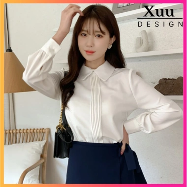 Áo sơ mi nữ trắng công sở Wexuu Design dài tay nẹp xếp ly lụa hàn mềm mịn - 195k 4