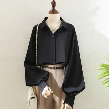 Áo Sơ Mi Nữ Trắng Hàn Quốc Dài Tay Baggy Thanh Lịch Sang Trọng Không Sắt 104.328 VND 2