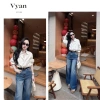 Áo sơ mi nữ trắng họa tiết thêu công sở giảm giá Vyan store 150.000 VND