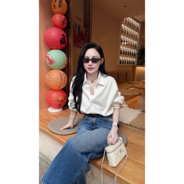 Áo sơ mi nữ trắng họa tiết thêu công sở giảm giá Vyan store 150.000 VND 4