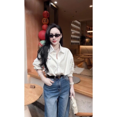 Áo sơ mi nữ trắng họa tiết thêu công sở giảm giá Vyan store 150.000 VND 5