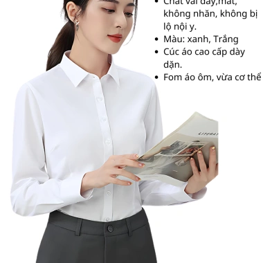 Áo sơ mi nữ trắng ôm Oxatyl M236 vải sợi tre công sở đi làm học giá 288.000 VND 4