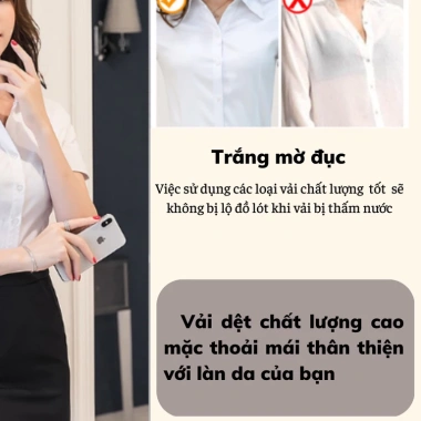 Áo sơ mi nữ trắng ôm Oxatyl M236 vải sợi tre công sở đi làm học giá 288.000 VND 9
