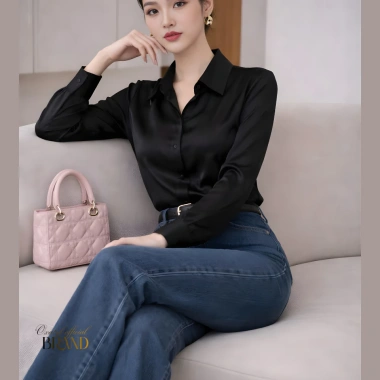 Áo sơ mi nữ trắng vải lụa Oxatyl A23 – Siêu nhẹ, thoáng mát, giảm giá 185k 3