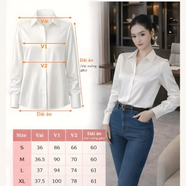 Áo sơ mi nữ trắng vải lụa Oxatyl A23 – Siêu nhẹ, thoáng mát, giảm giá 185k 7