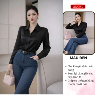 Áo sơ mi nữ trắng vải lụa Oxatyl A23 – Siêu nhẹ, thoáng mát, giảm giá 185k 9