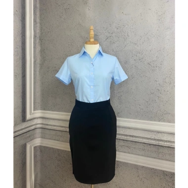 Áo sơ mi nữ trơn trắng ngắn tay công sở mát mẻ, thoáng mát, giá 91.800₫
