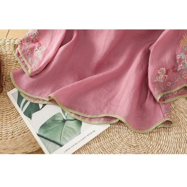 Áo sơ mi nữ Trung Quốc thêu retro, nút ếch, xù mặt trước – Mùa hè, giá 217.993₫ 6