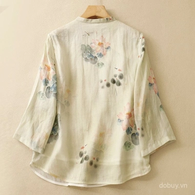 Áo sơ mi nữ vải lanh cotton phong cách Trung Quốc - Mùa hè mát nhẹ, giá chỉ 405.454đ 2