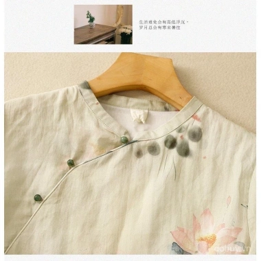 Áo sơ mi nữ vải lanh cotton phong cách Trung Quốc - Mùa hè mát nhẹ, giá chỉ 405.454đ 4