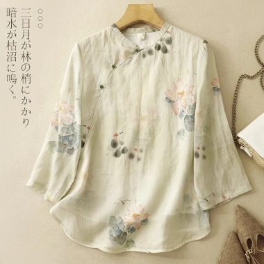Áo sơ mi nữ vải lanh cotton phong cách Trung Quốc - Mùa hè mát nhẹ, giá chỉ 405.454đ 10