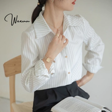 Áo Sơ Mi Nữ Wexuu Kẻ Sọc Đa Màu - Thiết Kế Thanh Lịch Trẻ Trung, Vải Kate Mềm Mát - 215.000₫