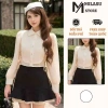 Áo sơ mi nữ yếm thắt dây nơ Milasu - dài tay, cổ bẻ, dáng ngắn, giảm giá 179k