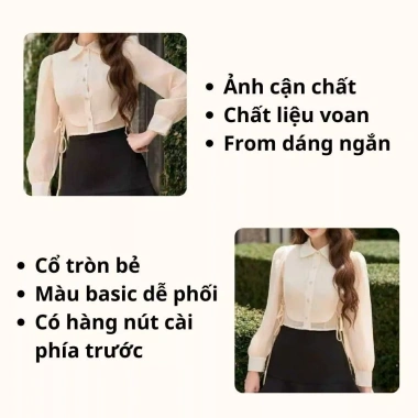 Áo sơ mi nữ yếm thắt dây nơ Milasu - dài tay, cổ bẻ, dáng ngắn, giảm giá 179k 4