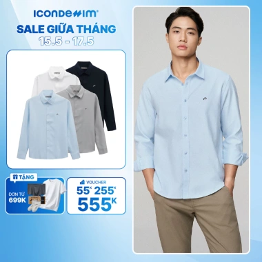 Áo sơ mi Oxford nam ICONDENIM tay dài, form regular, thêu logo - giá 334.000đ Áo sơ mi Oxford nam ICONDENIM tay dài, form regular, thêu logo - giá 334.000đ