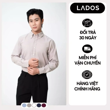 Áo sơ mi Oxford nam màu trơn LADOS-48.194 cổ button down, thanh lịch, trẻ trung - giá 205.000₫