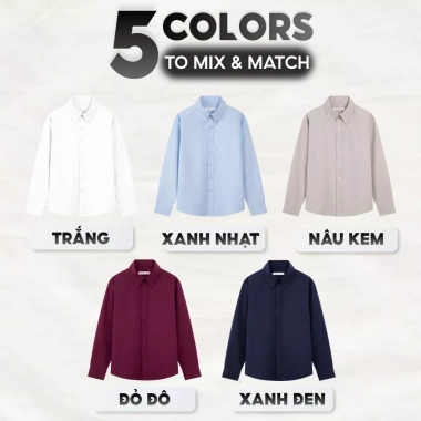 Áo sơ mi Oxford nam màu trơn LADOS-48.194 cổ button down, thanh lịch, trẻ trung - giá 205.000₫