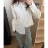 Áo sơ mi oxford nữ dáng rộng sọc xanh trắng, thoáng mát, đi học - đi làm, chỉ 309.000đ 5