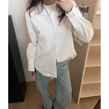 Áo sơ mi oxford nữ dáng rộng sọc xanh trắng, thoáng mát, đi học - đi làm, chỉ 309.000đ 5