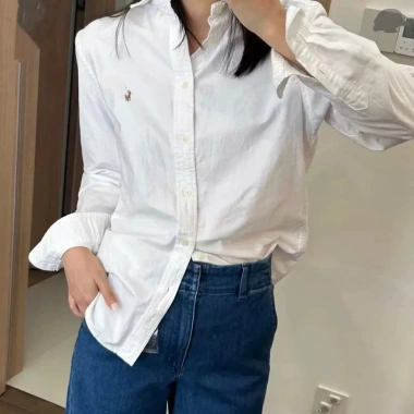 Áo sơ mi oxford nữ dáng rộng sọc xanh trắng, thoáng mát, đi học - đi làm, chỉ 309.000đ 6