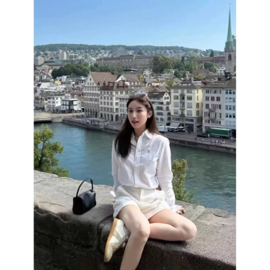 Áo sơ mi oxford nữ dáng rộng sọc xanh trắng, thoáng mát, đi học - đi làm, chỉ 309.000đ 8