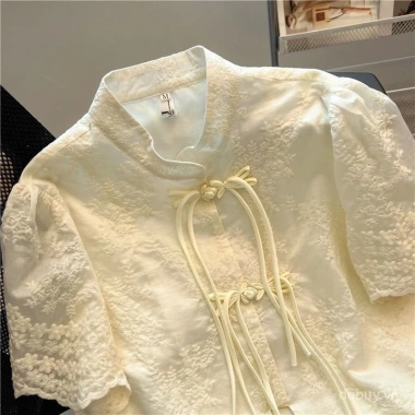 Áo Sơ Mi Pankou Bong Bóng Tay Ngắn Đứng Cổ Thêu Crop Top Phong Cách Trung Quốc Nữ Mùa Hè - 194.955₫ 4 Áo Sơ Mi Pankou Bong Bóng Tay Ngắn Đứng Cổ Thêu Crop Top Phong Cách Trung Quốc Nữ Mùa Hè - 194.955₫ 4