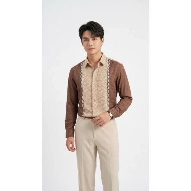 Áo sơ mi POLI MAN trắng in hình thời trang nam, giảm còn 325k chất liệu thoáng mát